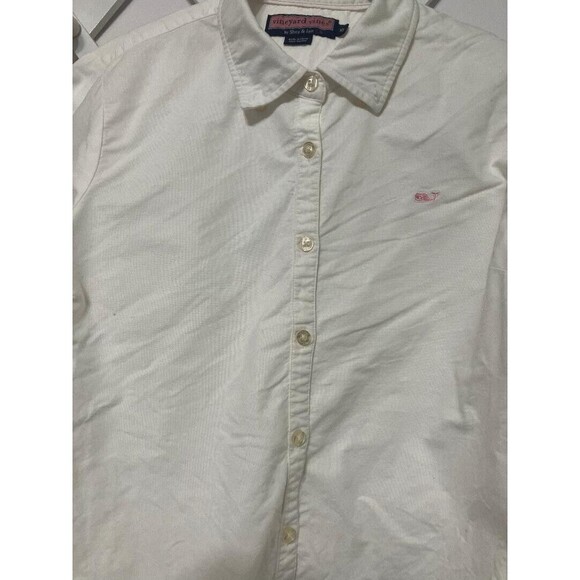 Vineyard Vines White Dress Shirt Button Down Pink Whale Shep Ian Size 10 Medium - Picture 3 of 9